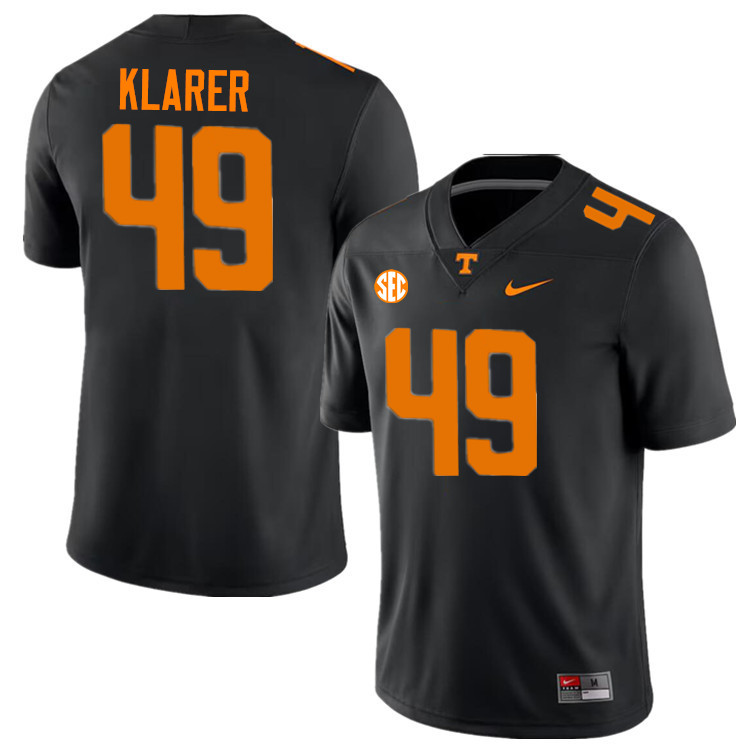 Rudy Klarer Tennessee Jersey,Tennessee Volunteers #49 Rudy Klarer College Jersey,Uniforms-Black